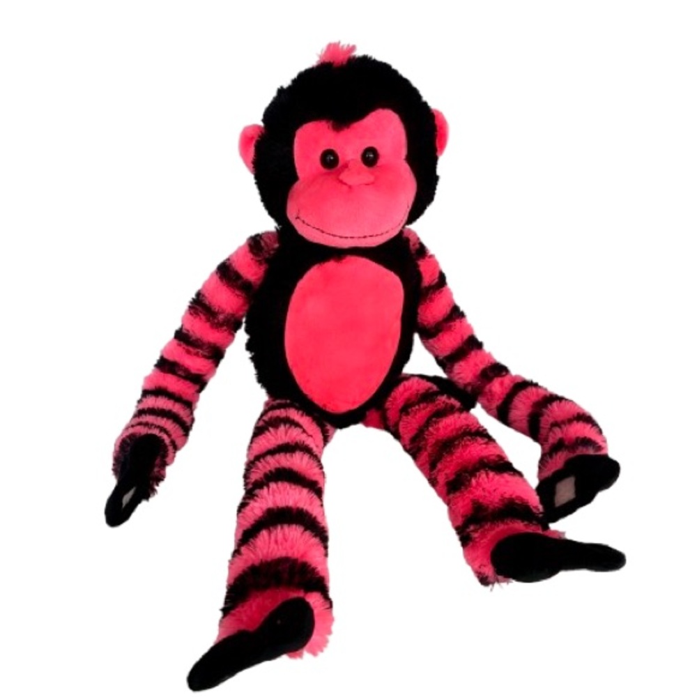 Fiesta Longfellow Pink Black Stripe Plush Monkey Long Hanging Arms Legs 30 Inch